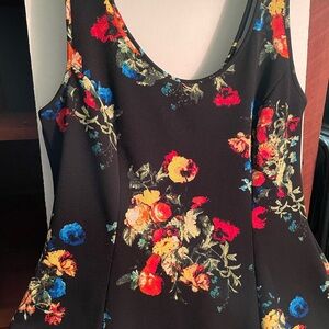 XL Knit Dress Black with Bright Florals